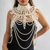 INS Handmade Imitation Pearls Bow Tie Sexy Body Necklace Chest Chain Body Jewlery for Women Luxury Pearls Top Bra Breast Chain
