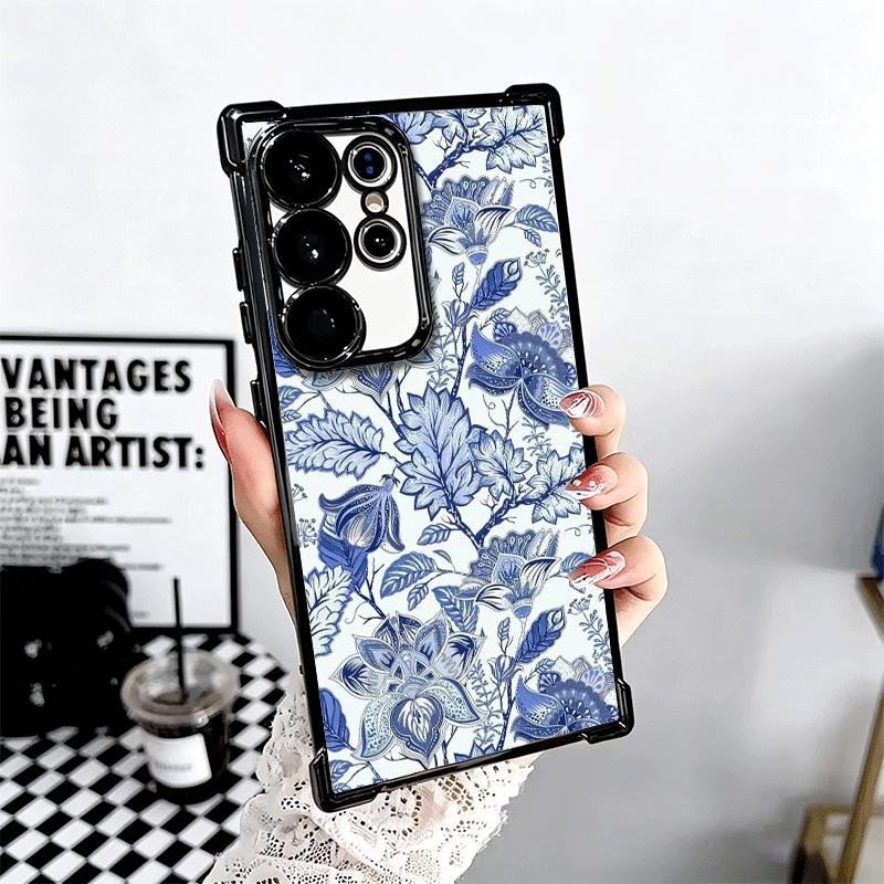 Чехол для телефона с покрытием и узором из сине-белого фарфора для Samsung Galaxy S24 S25 FE S26 Edge S23 Ultra S22 S21 Plus S20 Противоударный