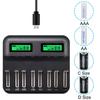 PALO 8 Slots LCD Display USB Smart Battery Charger for AA AAA SC C D Size Rechargeable Battery 1.2V Ni-MH Ni-CD Quick Charger