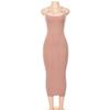 Women Spring Summer Spaghetti Strap Solid Color Slim Long Knitted Dress Ladies Sling Backless Party Dress