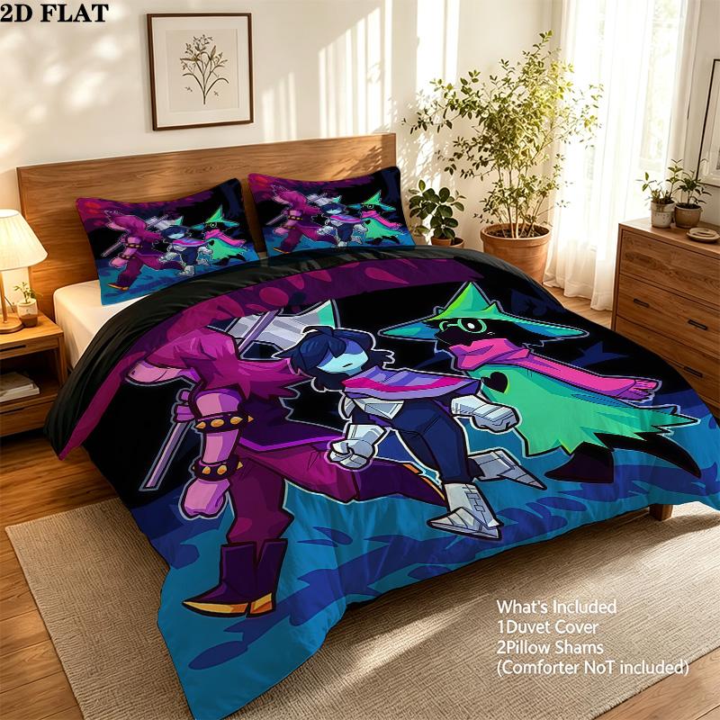 Deltarune Pattern Bedding Quilt Set Home Decoration Gift (1 * duvet cover + 2 * pillowcase without core)