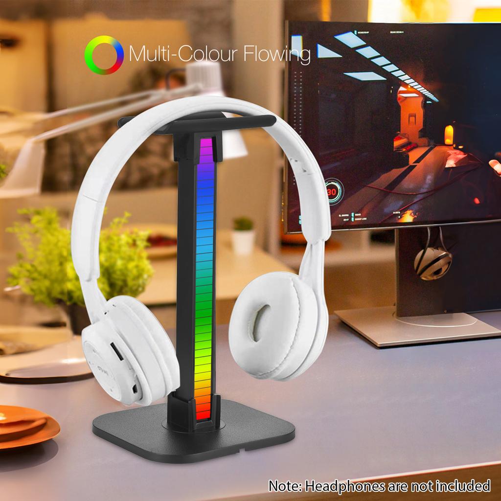 Headphone Stand RGB Light for Desk PC Gaming Headset Bottom Anti-slip with Type-C Ports