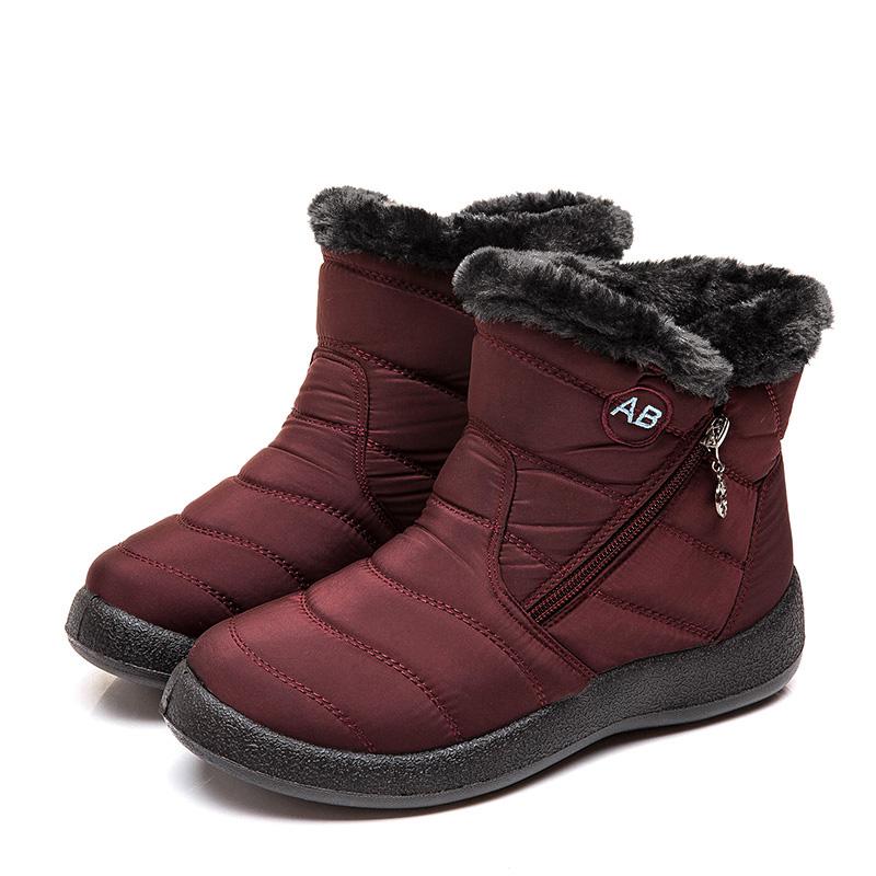 Fashion Women Boots Snow Keep Warm Shoes Woman Waterproof Platform Boots Zipper Boots Ladies Flat Fashion Botas Mujer Winter Boot Female