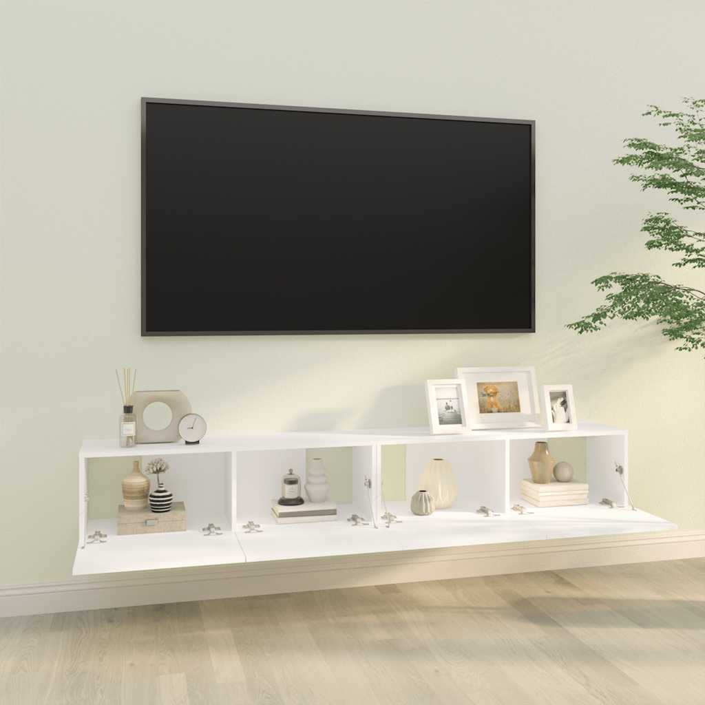 Vidaxl Szafki Ścienne Pod Tv, 2 Szt., Białe, 100X30X30 Cm