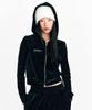 Черная толстовка с капюшоном Puma Sserpe из бархата с заклепками, укороченная, на молнии