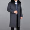 Мужское шерстяное длинное пальто, зимнее кашемировое пальто из натурального кроличьего меха, толстое теплое зимнее мужское полупальто с меховой подкладкой