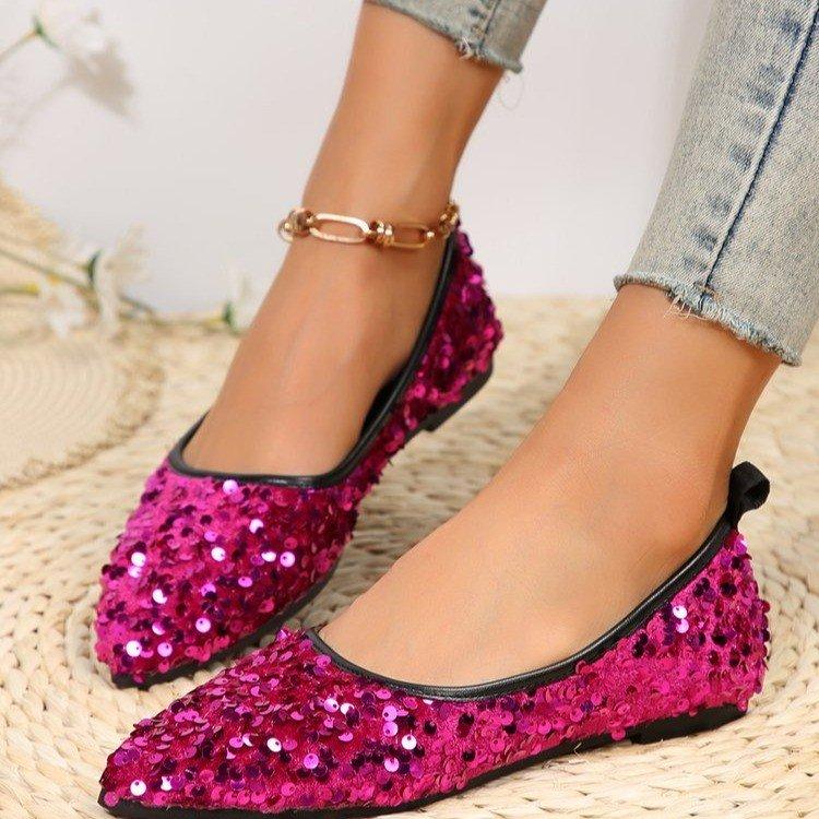 Розовые женские блестящие туфли на плоской подошве, нескользящая повседневная удобная весенняя новая модная женская обувь с острым носком, Zapatillas Mujer