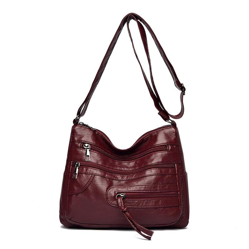 Вместительная женская модная однотонная сумка через плечо, многослойная сумка-мессенджер, многофункциональная сумка для хранения, сумка под мышкой для выхода в свет и путешествий