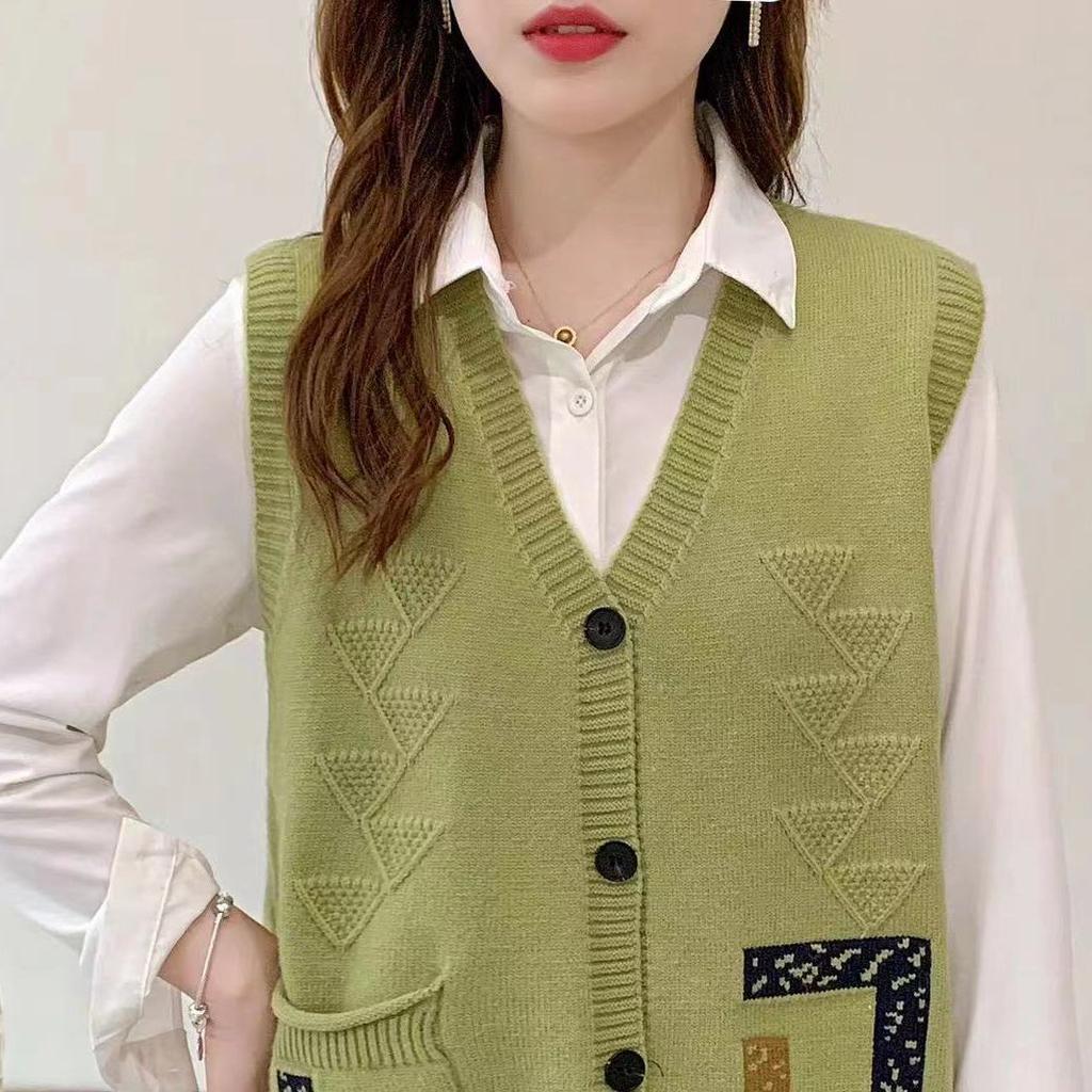 Retro Knitted Vest Cardigan Spring Autumn Loose Design Sense Small Sweater Tank Top Women Outwear Sweater Vest Female