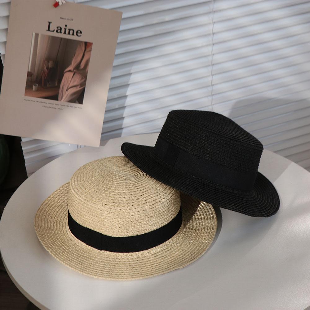 Sunshade Flat Tops Cap French Style Sun Hat Ins Straw Hat  Men and Women