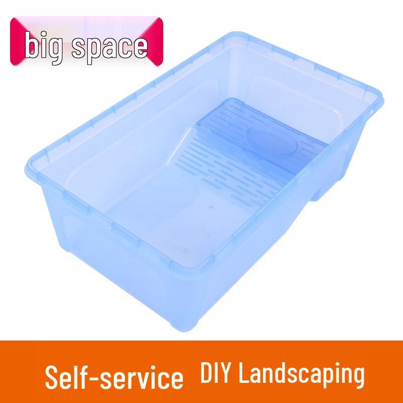 Черепашья вилла: Большой аквариум с платформой для грения, дренажем и защитой от побега