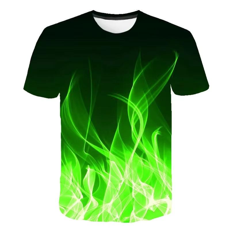 Детская футболка Модная повседневная футболка Cool Flame для детей с короткими рукавами и круглым вырезом
