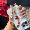 Цепочка для телефона из стеклянных бусин, сплав, бант, новогодний счастливый мешок, подвеска в форме сердца, кристальный ремешок для телефона, подвеска для машины, оптом