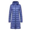 Women Winter Long Puffer Coat Detachable Hood Lightweight Coat Invisible Zipper Casual Coat Portable Outwear with Bag