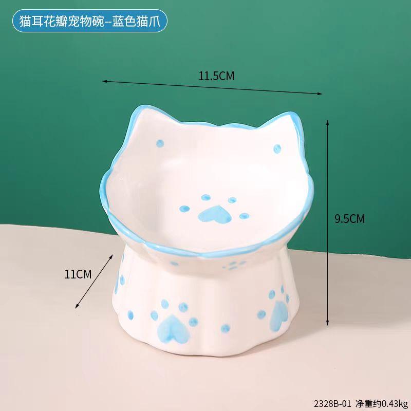 Милая керамическая миска для кошек, высокая защита шеи, противоударный, герметичный наклонный рот, античерный подбородок для кошек и собак, товары для животных