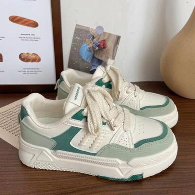 Ins модные женские туфли на платформе 2025 года, осень, новые низкие контрастные цвета, ретро-туфли для женщин-студенток, повседневные спортивные белые туфли