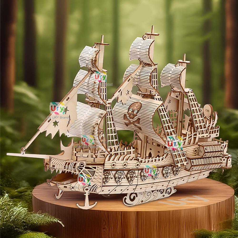 Ury Diy 3D Ретро Стиль Хэллоуин Призрак Пиратский Корабль Модель Игрушки Ручная Работа Набор Домашний Декор Рождественский Подарок Для Детей