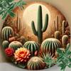 Железный Цветок Кактуса Металлическое Настенное Искусство с Имитацией Рельефа Весенний Декор Подарок на Новоселье