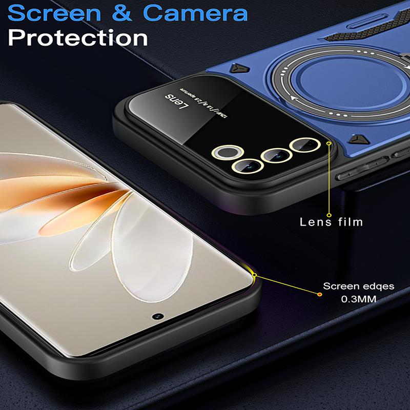 Luxury Magnetic Stand Cases For VIVO Y04 Y16 Y22 Y22S Y29 Y35 Y36 Y39 Armor Shockproof Soft Bumpers Hard Anti-Fall Cover Capa