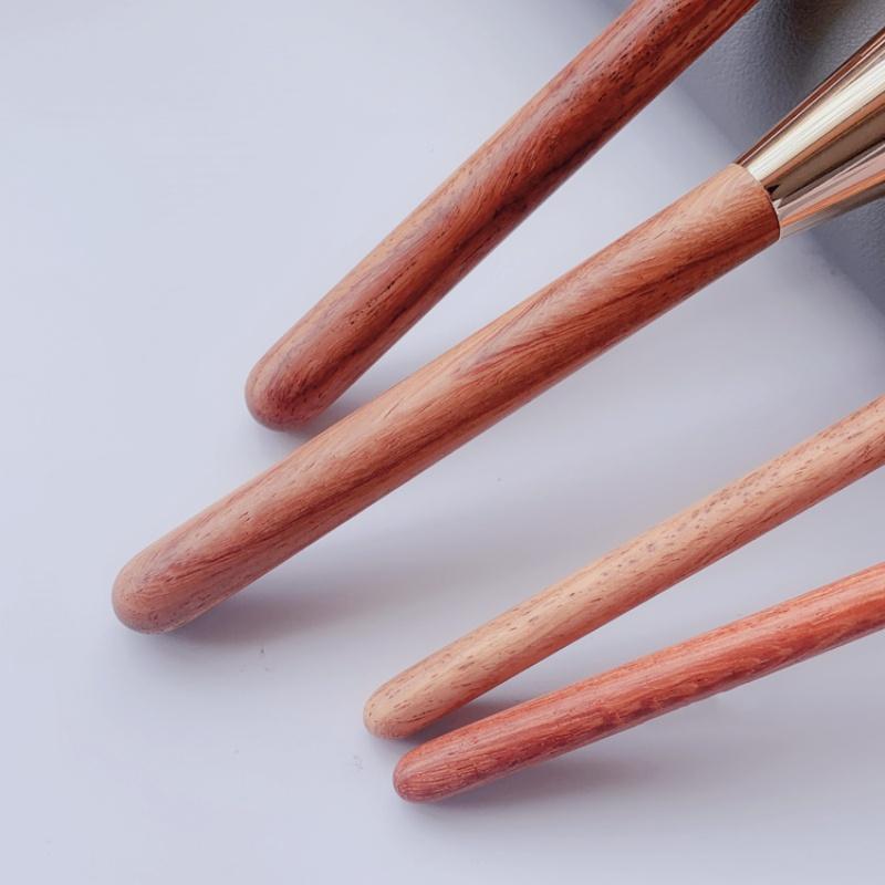 Кисть для макияжа из козьей шерсти с ручкой из розового дерева, точная жидкая тональная основа и консилер, косметический инструмент