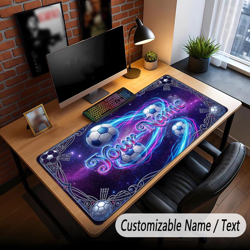 Soccer Theme Custom Mouse Pad Personalized With Name Text Customized Desk Mat For Office Home Decor