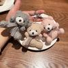 Cute Bow Tie Teddy Bear Keychain: Plush Toy Pendant for Backpack Decoration