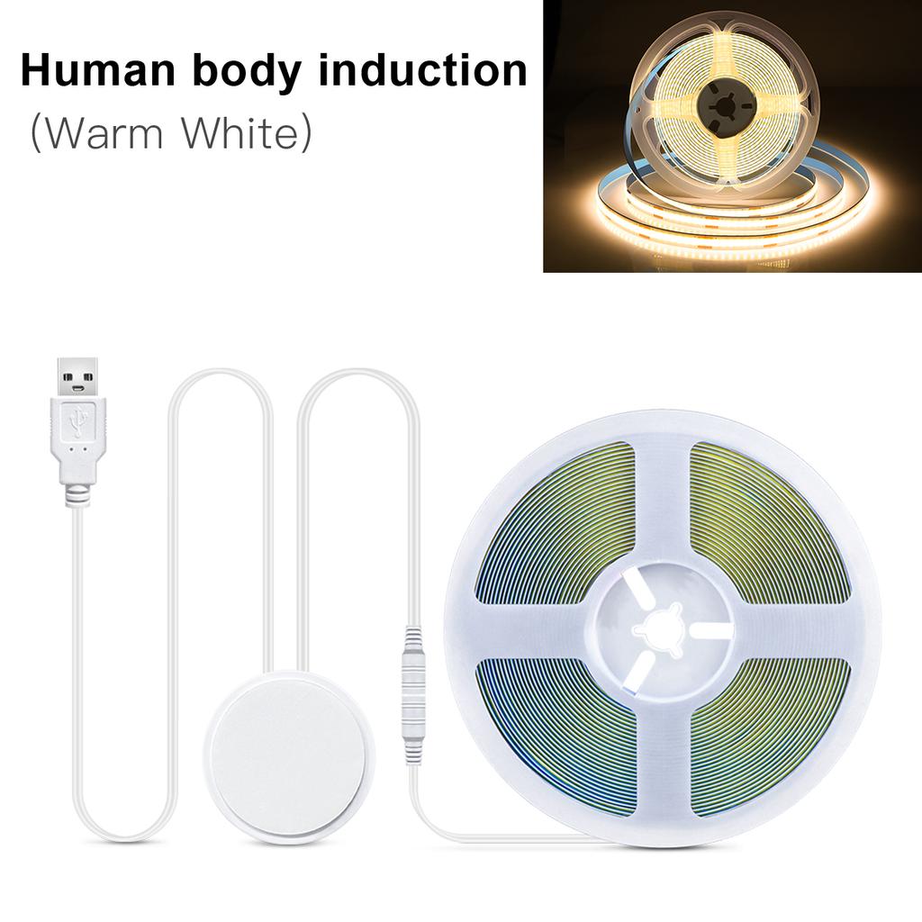 5V USB COB LED Strip Lights Hand Sweep Touch Sensor Dimmer Switch High Density Flexible LED Tape Bedroom Kitchen Mirror Lighting