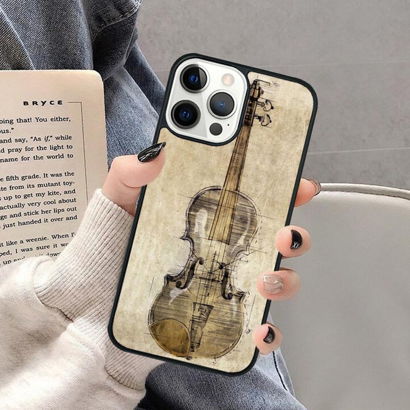 Чехол для телефона 'Скрипка и Музыкальная нота' для iPhone 17 Air 16 16e 15 Plus для Apple 13 11 12 14 Pro Max Чехол coque Корпус