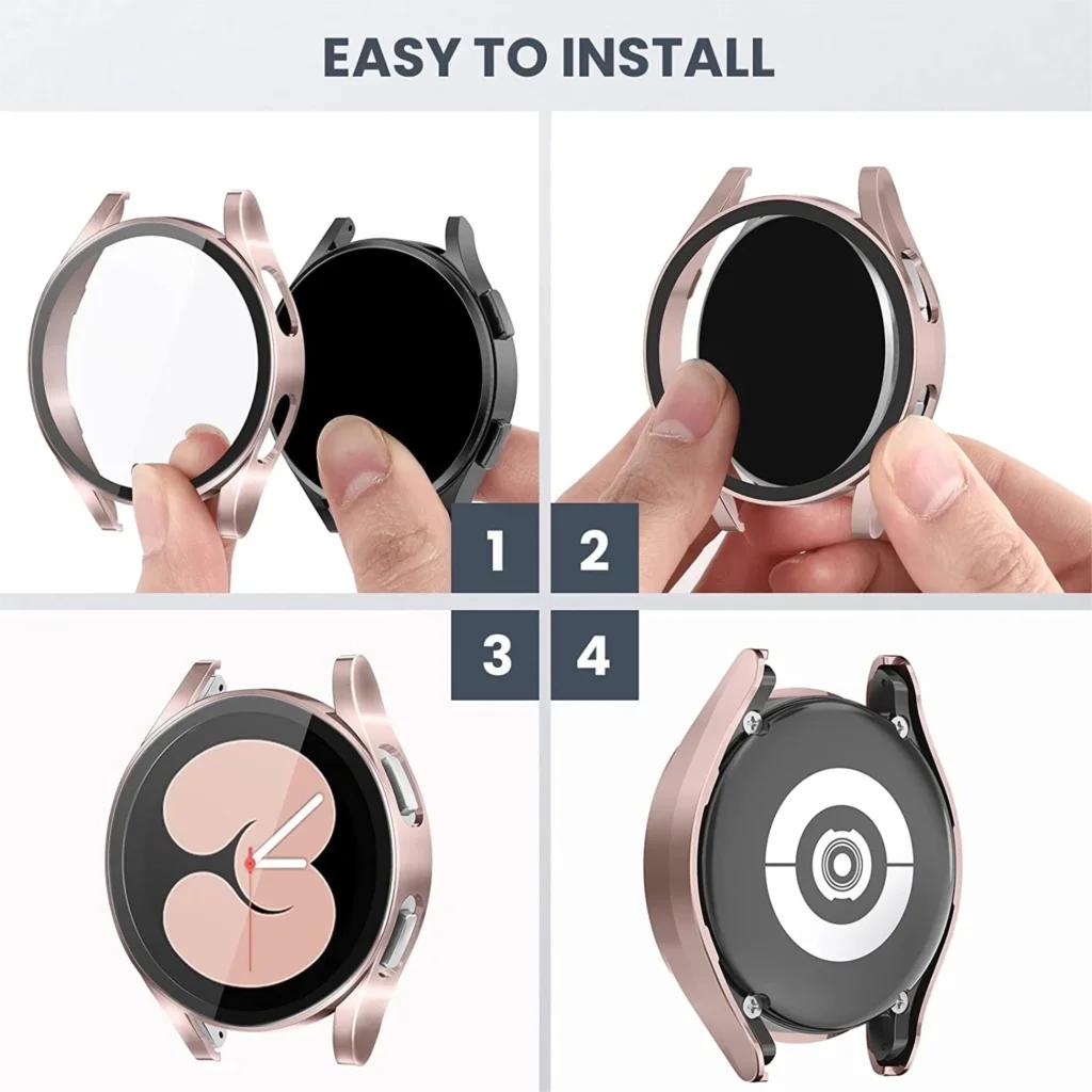 Стекло + чехол для Samsung Galaxy watch 5, 4, 40 мм, 44 мм, аксессуары для ПК, универсальный защитный бампер, защита от падения, watch5, watch4, Защитная пленка для экрана