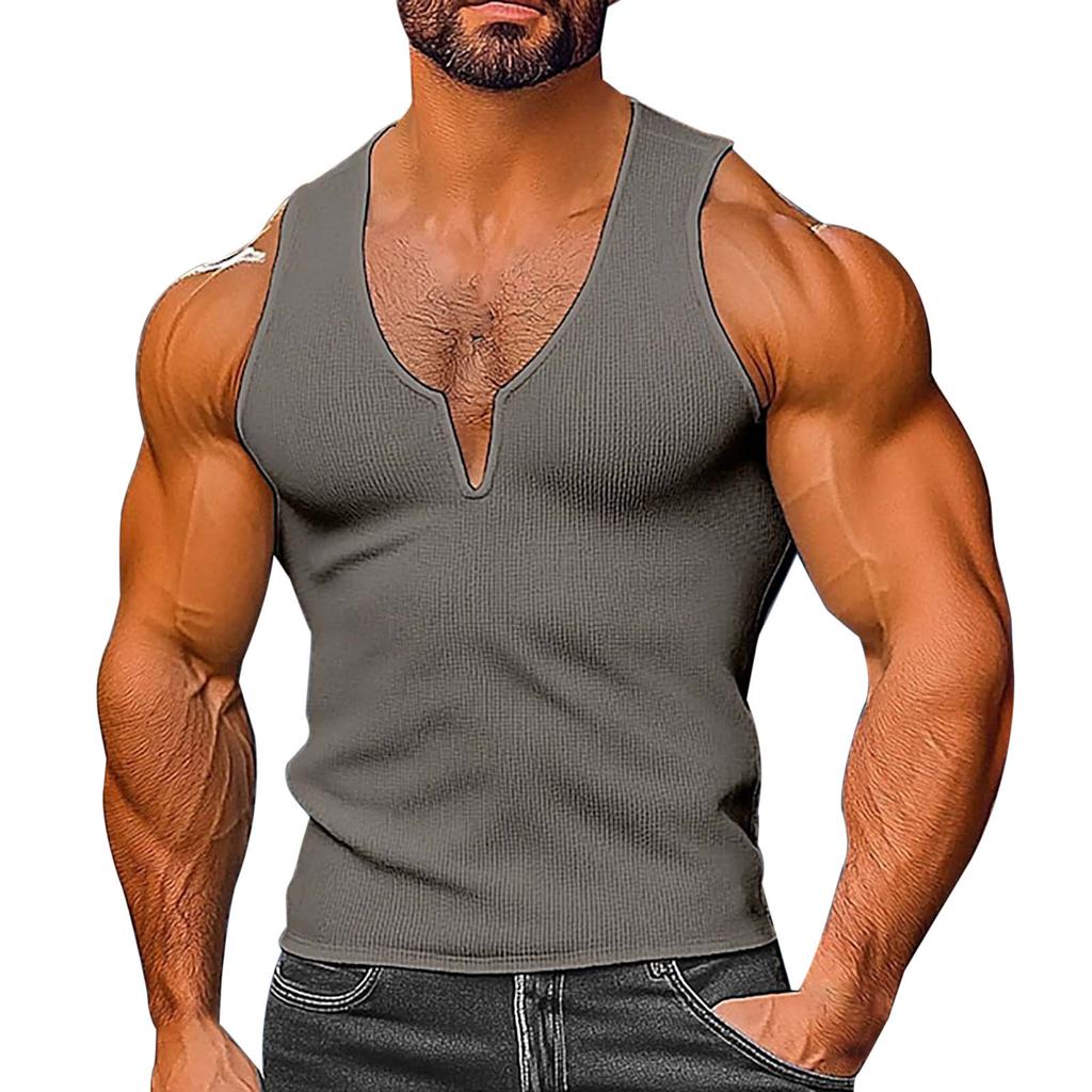 Men  V-Neck  Leisure  Sleeveless  Vest