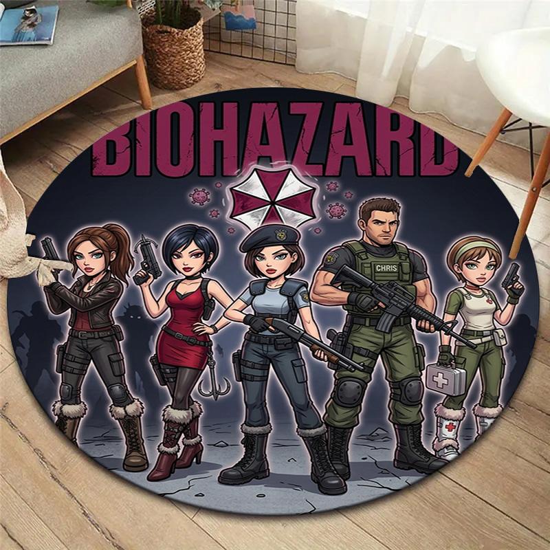 Resident Evil Round Area Rug Carpet Rug For Living Room Bedroom Sofa Playroom Decor Nonslip Floor Mat