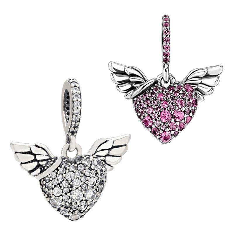 925 Sterling Silver Angel God Of Love Charms Wing Beads Diy For Original Pendant Bracelets Feather Jewelry For Women Gift