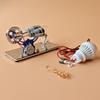 Hot Air Stirling Engine Electricity Generator Motor Model with LED Bulb Flywheel Design Science
