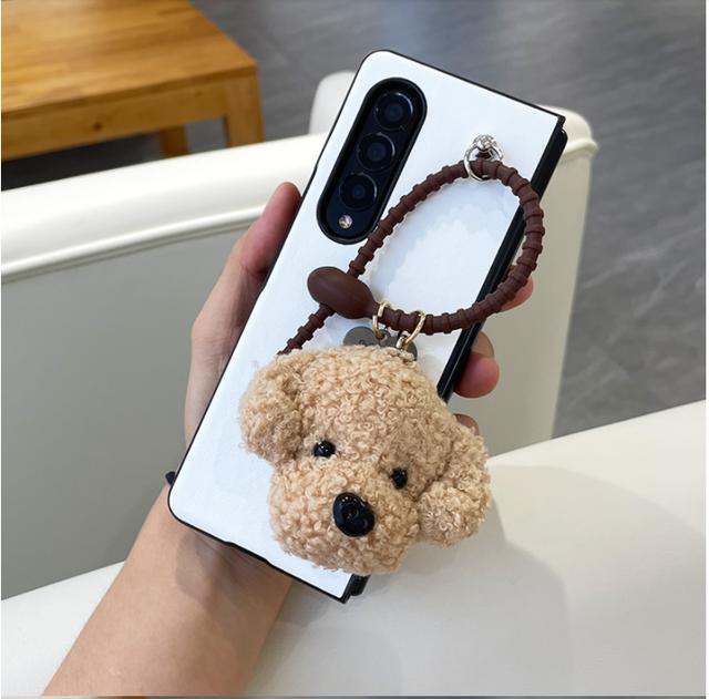Luxury Fashion Cute Diy Flower Pearl Hand Chain Bracelet Case Cover For Samsung Galaxy Z Fold 3 2 5g Zfold 4 Leather Back Fundas
