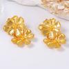 Simple fashion light luxury retro alloy exaggerated flower earrings versatile casual daily wear women's earrings