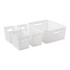 4 Piece Decorative Storage Basket Set Plastic Organizer Bins Durable White Baskets Home Kitchen Closet Toy Tool Storage