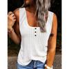 Женский топ, однотонный жилет без рукавов на пуговицах с U-образным воротником, футболка, жилет на подтяжках