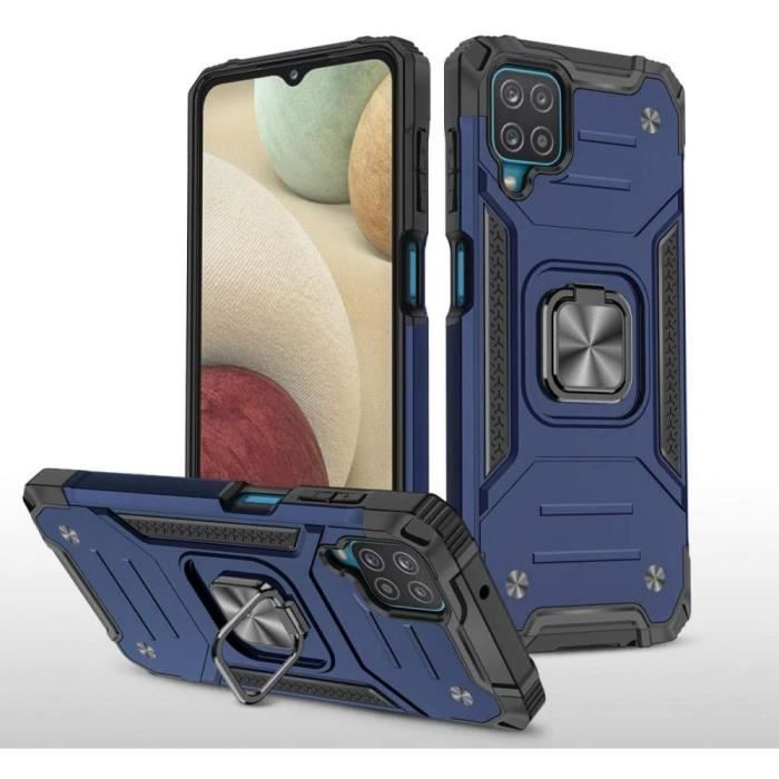 Étui pour Samsung Galaxy A12 SM-A125F Coque en PC + Silicone TPU, Cover Case Protection Extra Forte Anneau de Maintien + Fonction