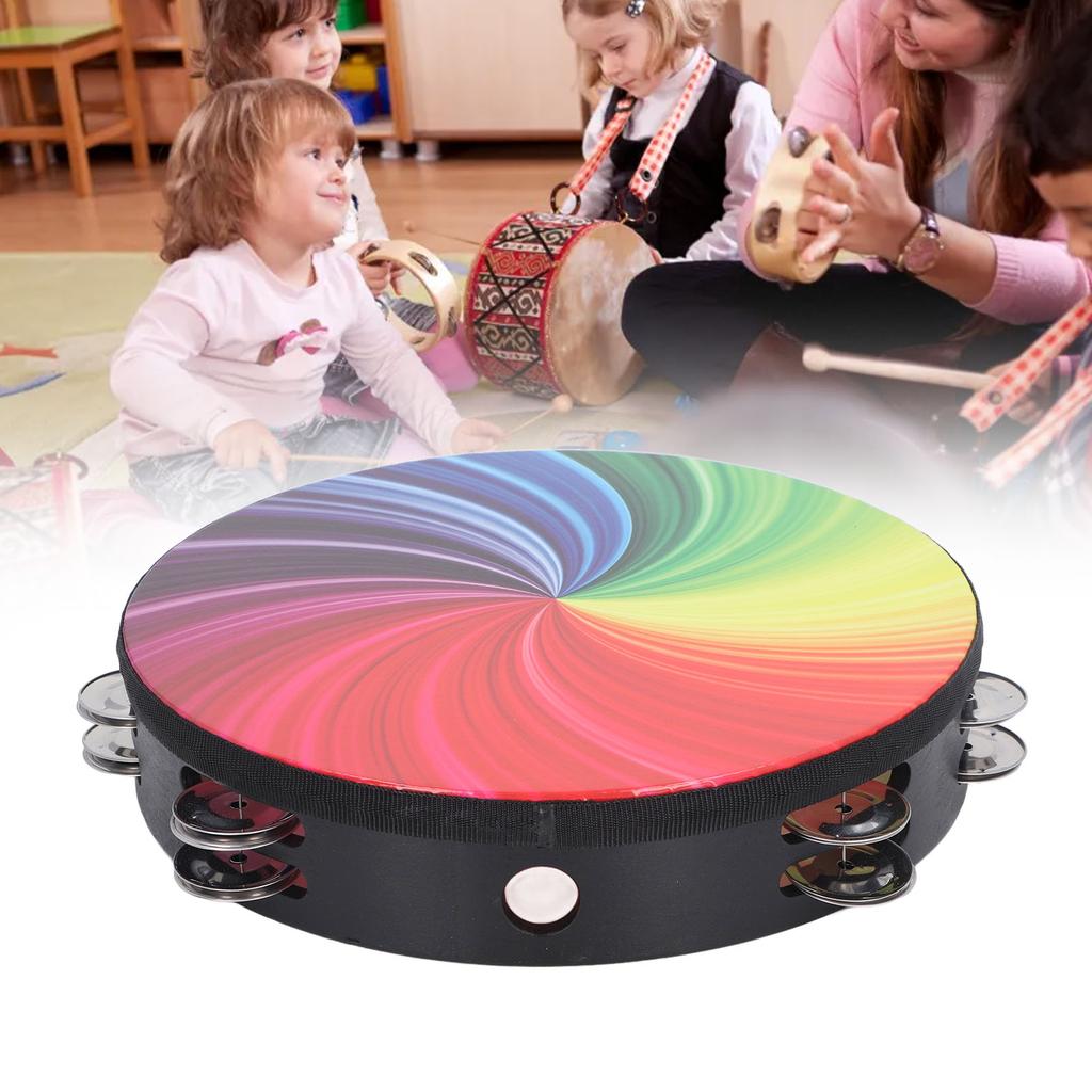 Ручной бубен 10-дюймовый двухслойный колокольчик из массива дерева и ручной барабан из ПЭТ