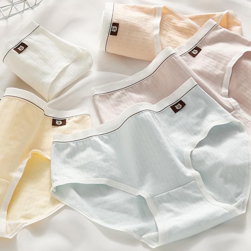 Женское нижнее белье, простые однотонные хлопковые трусы для лета, тонкие дышащие трусики со средней талией