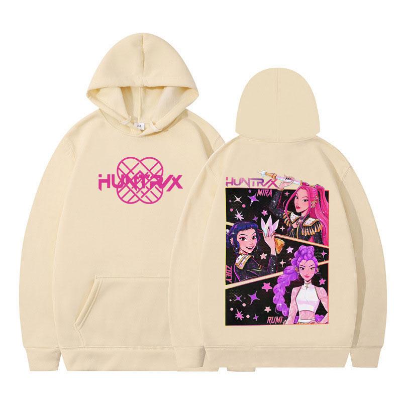 KPOP Demon Hunters Double-sided Print Hoodies Men's Women Harajuku Pullover Long-sleeved Aesthetic Casual Oversized Sweatshirt