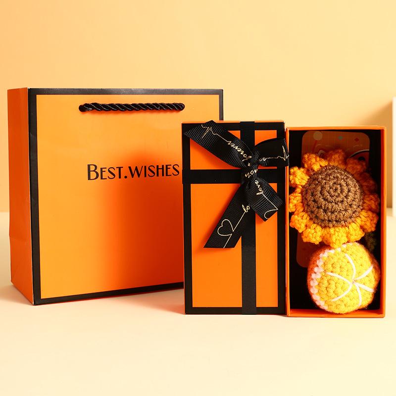 Шерстяной вязаный вручную плюшевый брелок-подвеска для сумки в виде бургера и картофеля фри