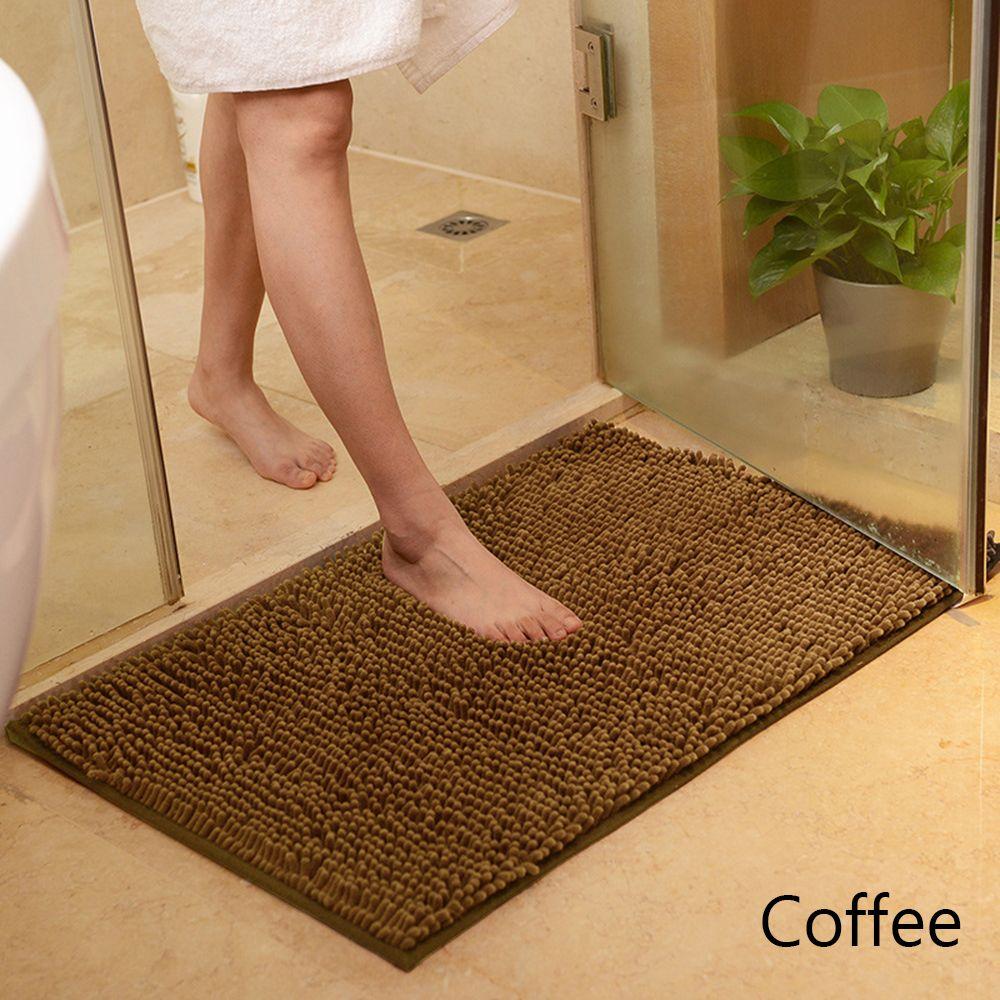 Absorbent Anti Slip Living Room Toilet Kitchen Bathtub Bathroom Carpet Doormat Chenille Bath Mat