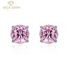 High Carbon Diamond Stud Earrings 925 Sterling Silver 10*10mm Round Pink Gemstone Romantic Fine Jewelry Wedding Party Gifts New Trend