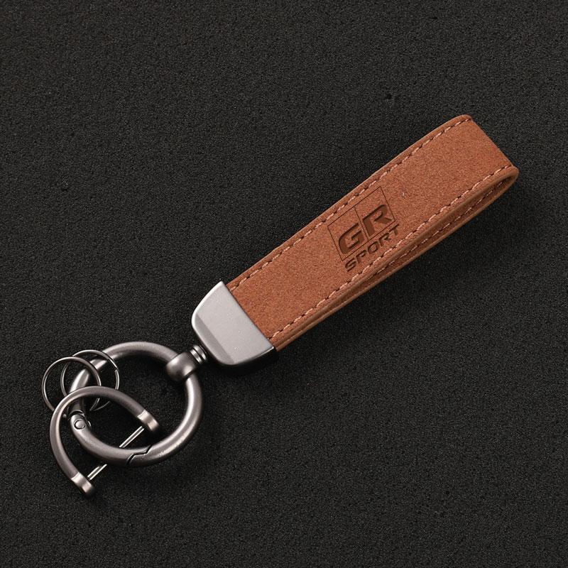 Suede Leather Car Keychain Key Rings Custom Gift 3D imprinting For Toyota GR GAZOO RACING Toyota Yaris Hilux Corolla Prius Car