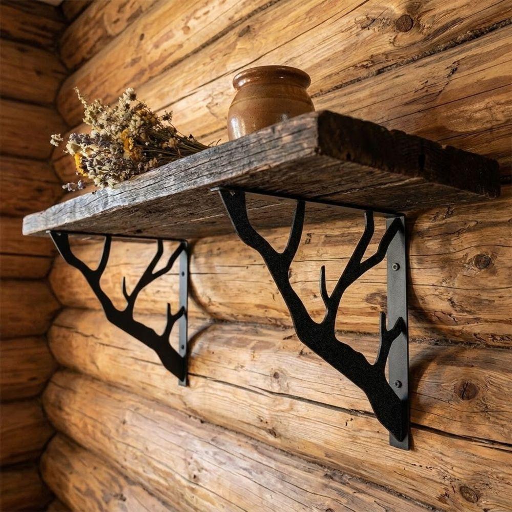 2Pcs Cast Iron Metal Shelf Brackets Tree Shaped Decorative Shelf Bracket  Home Decor