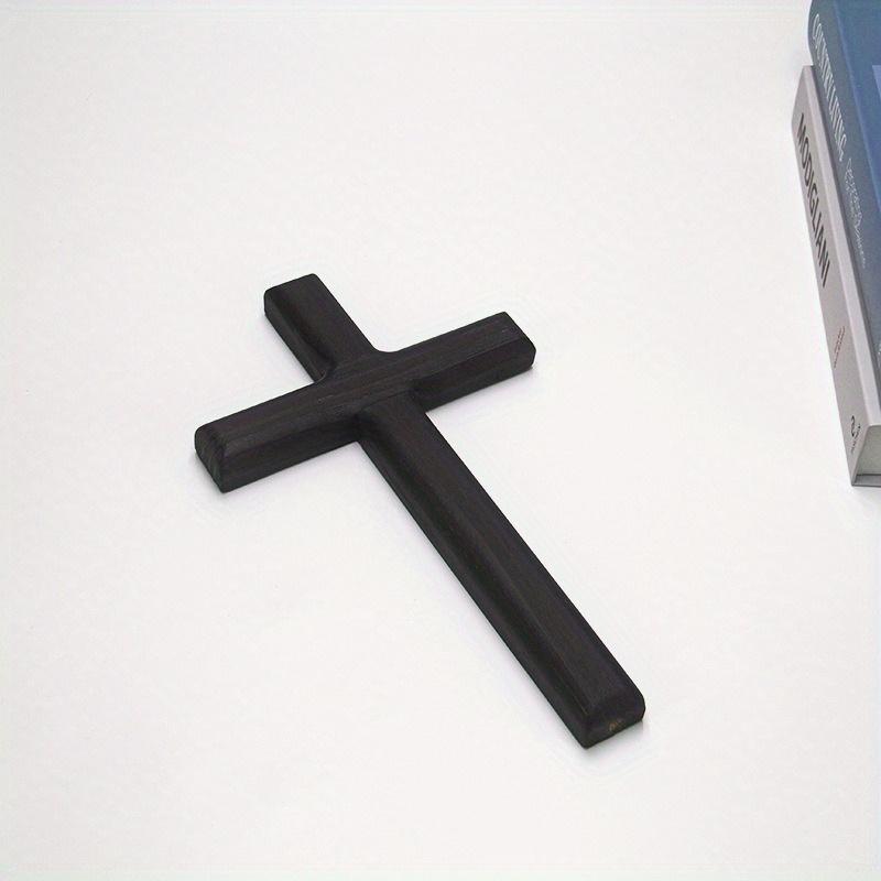 1PC Catholic Christian Solid Wood Pine Carbon Black Cross Decoration Wooden Cross Handmade