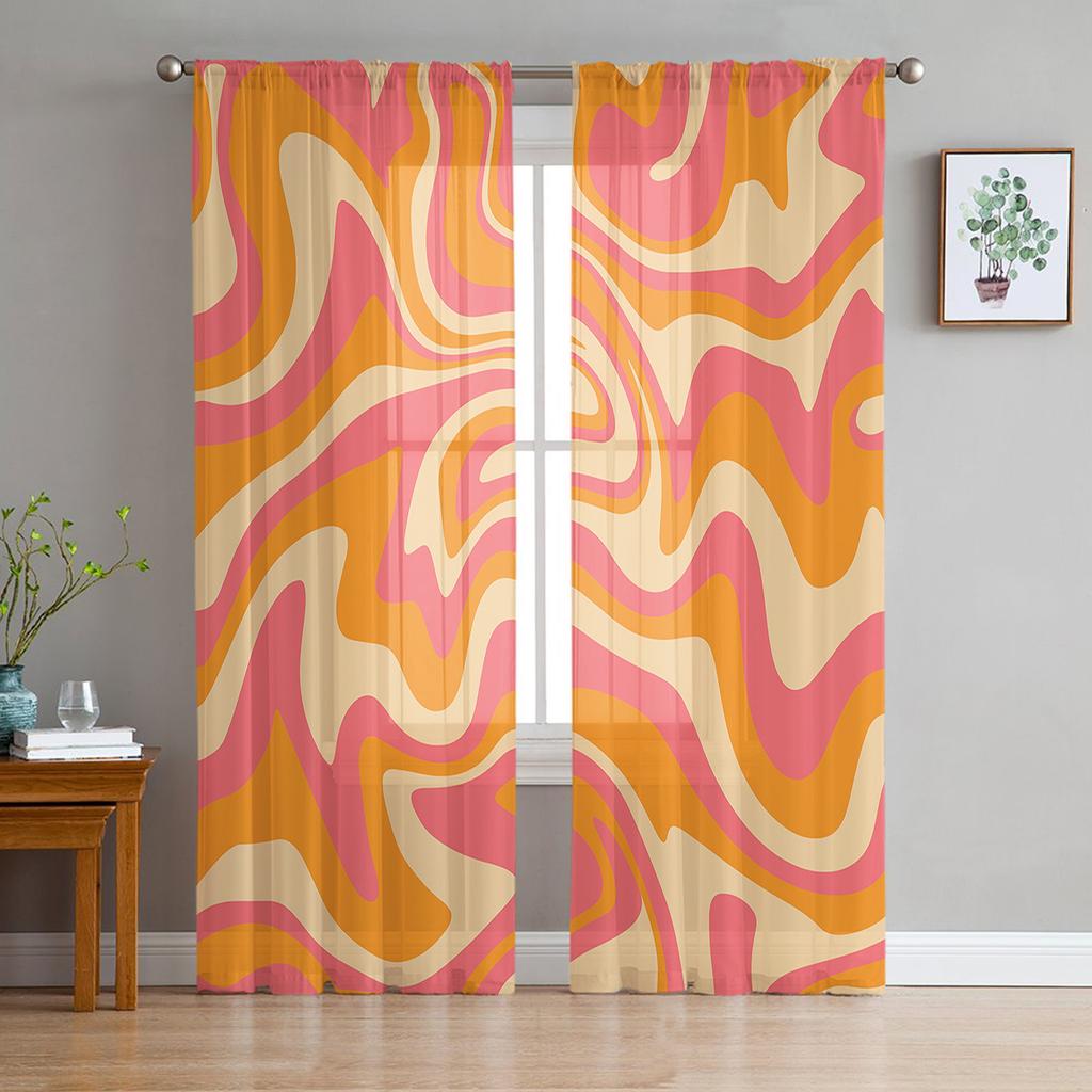 Marble Texture Turquoise Sheer Curtains for Living Room Decoration Window Curtains for Kitchen Tulle Voile Organza Curtains