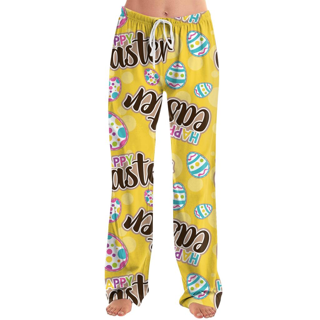 Женские модные свободные повседневные брюки с пасхальным принтом