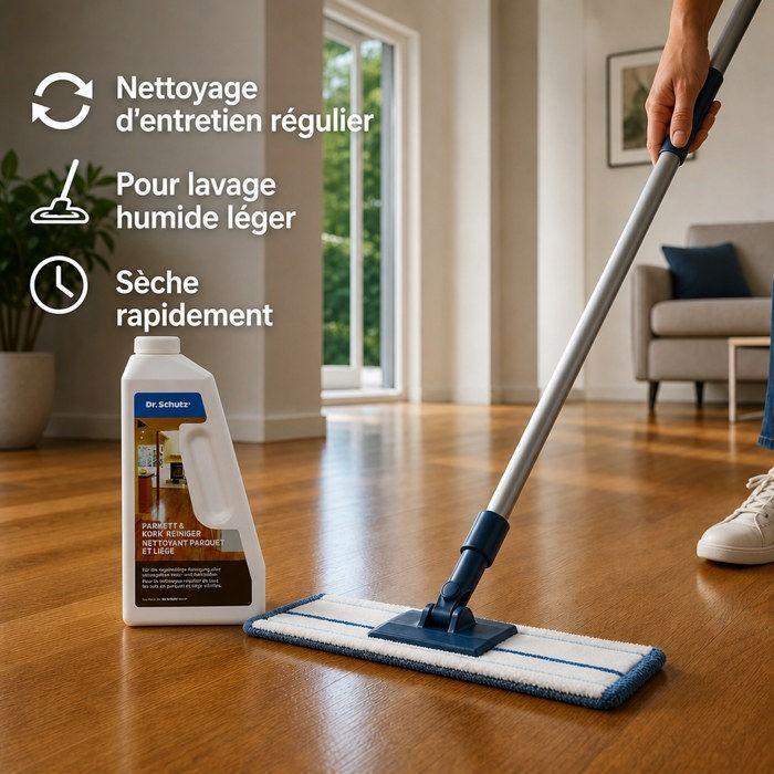 Nettoyant parquet et liège - DR SCHUTZ - 0,75 L - Antisalissure - Dégraissant - Pour sols en bois et vitrifiés